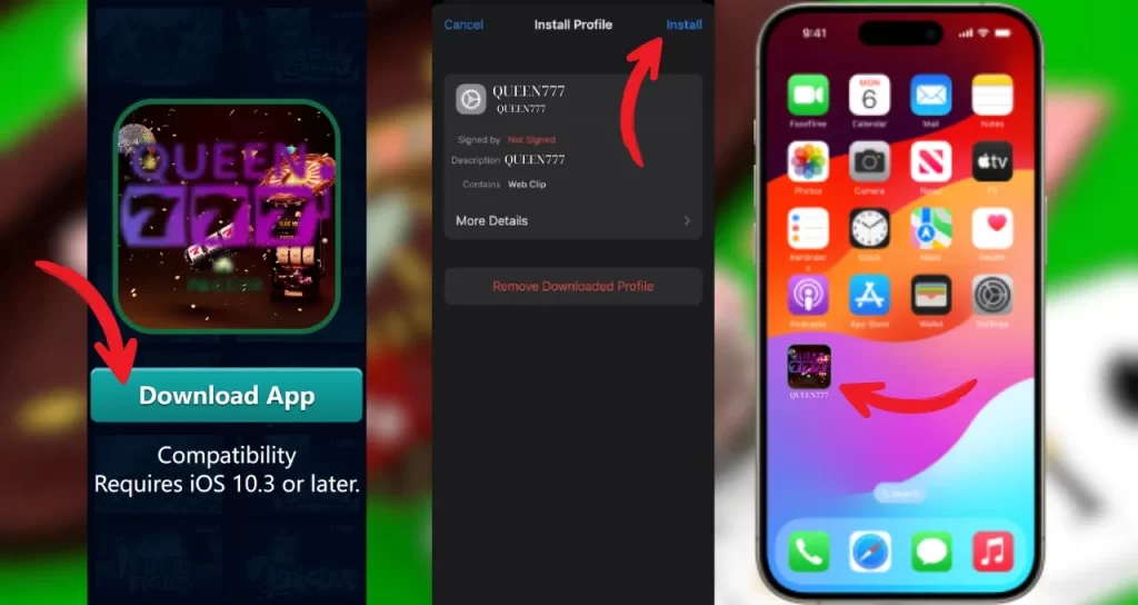 QUEEN777 Install App iOS