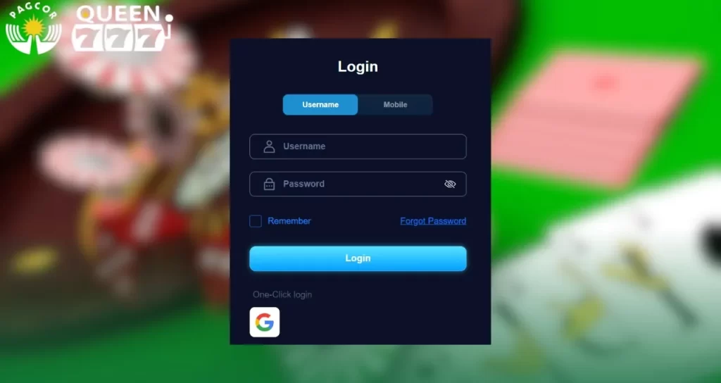 QUEEN777 Login Form